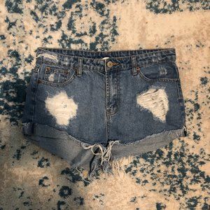 high waisted denim jean shorts